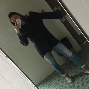 Navy off the shoulder Sweater